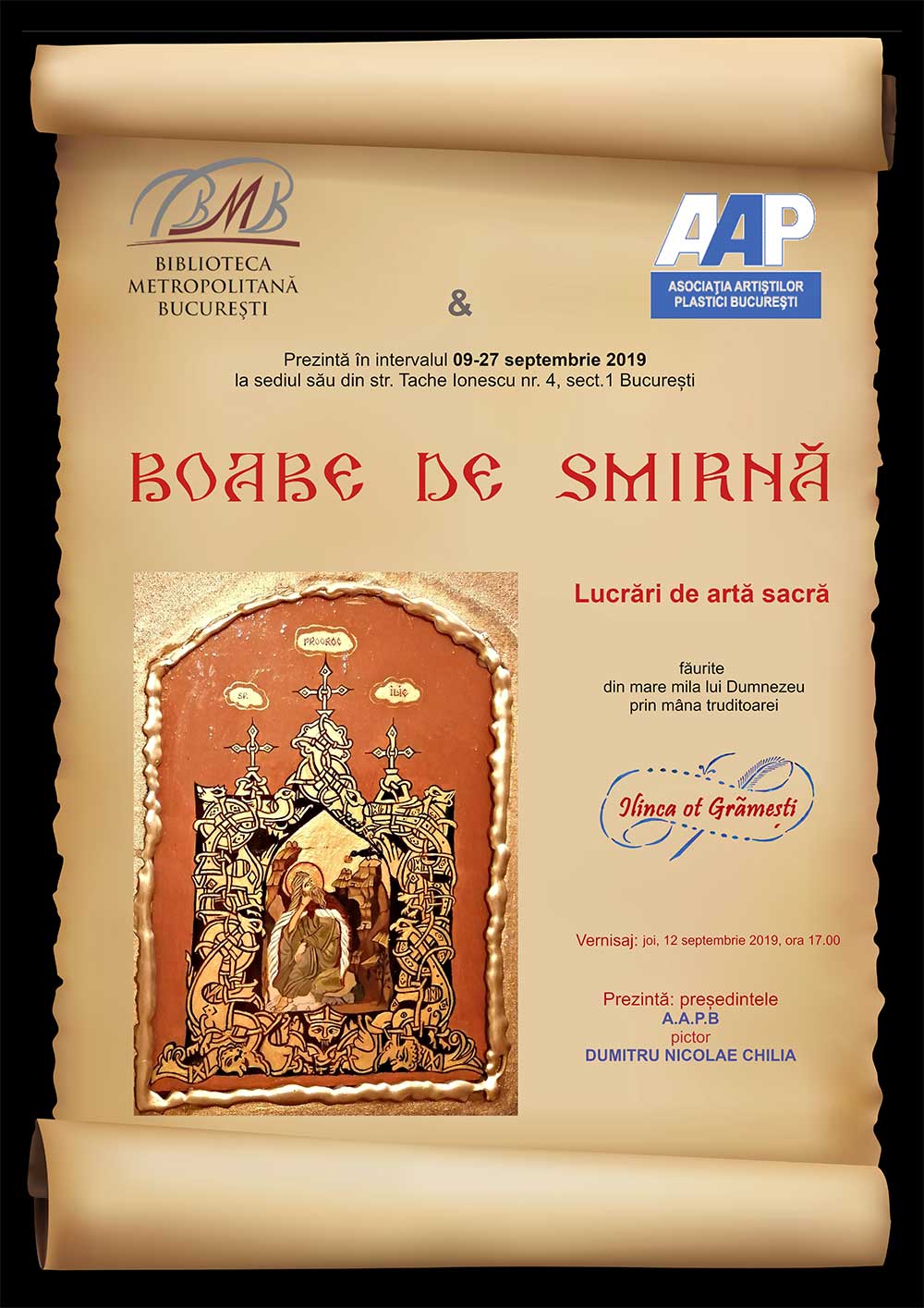 Afis Elena Varvara Iurkiewicz - minipersonala - Biblioteca Metropolitana - Mihail Sadoveanu - Bucureşti - 09 - 27 sep 2019 Afis Elena Varvara Iurkiewicz - minipersonala - Biblioteca Metropolitana - Mihail Sadoveanu - Bucureşti - 09 - 27 sep 2019