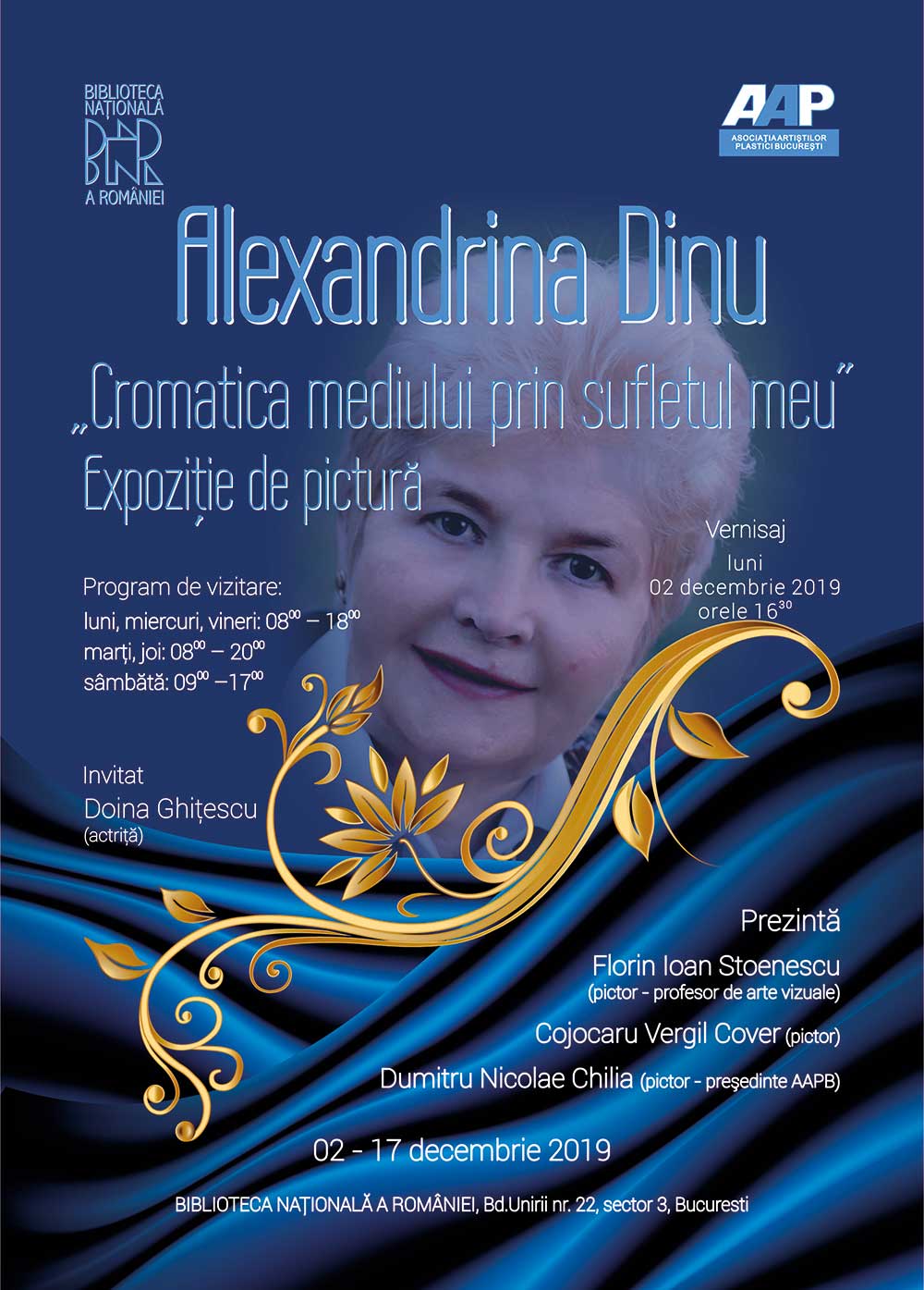 Afis Alexandrina Dinu - expozitie personala - Biblioteca Nationala a României - Bucureşti - 02 - 17 decembrie 2019 Afis Alexandrina Dinu - expozitie personala - Biblioteca Nationala a României - Bucureşti - 02 - 17 decembrie 2019